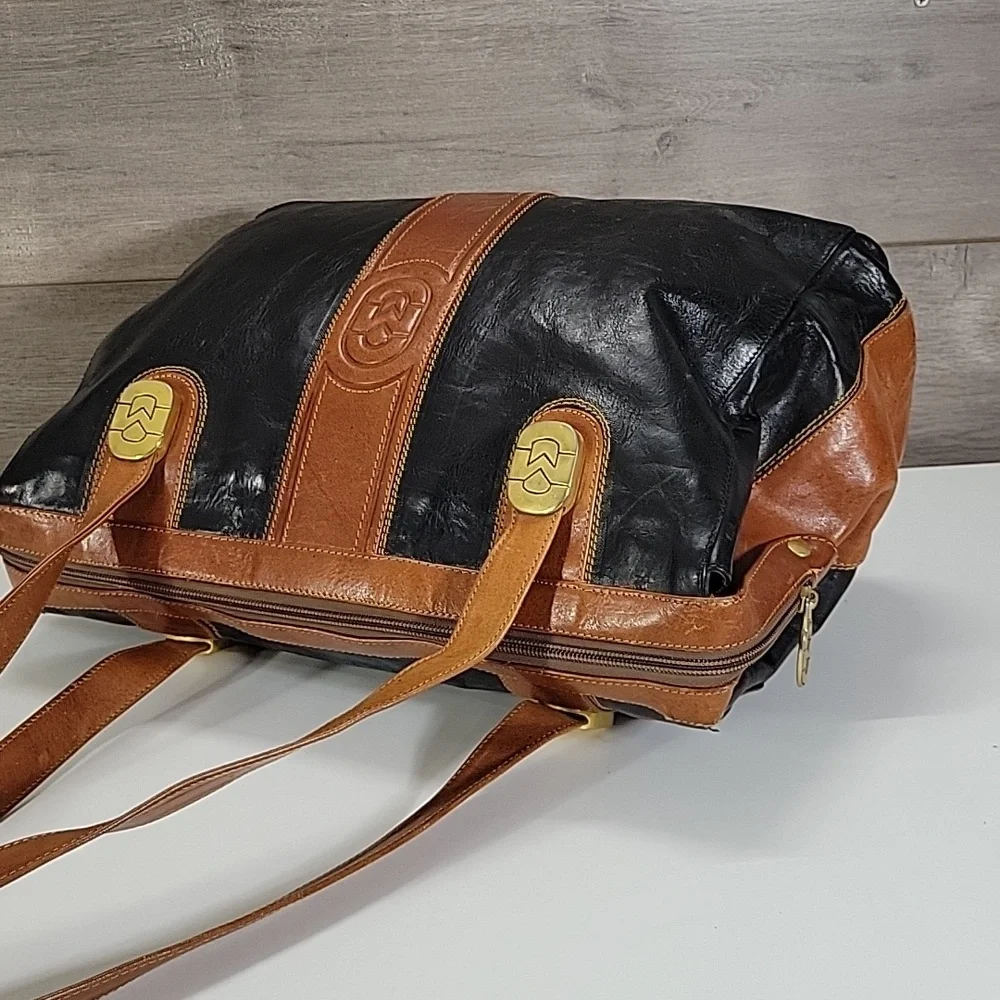 Vintage Marino Orlandi Black/Brown Large Leather Bag